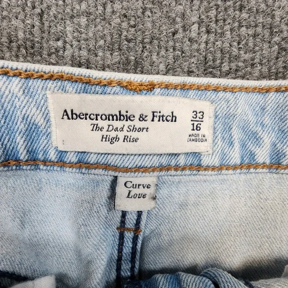 Abercrombie & Fitch The Dad Short Women 33/16 Light Wash High Rise Curve Love - Picture 3 of 7